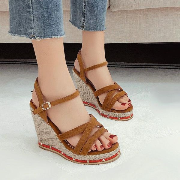 sandals summer buckle women's velvet flock fish mouth fashion high heels platform wedges open toes women, Black
sandals summer buckle women's velvet flock fish mouth fashion high heels platform wedges open toes women, Black