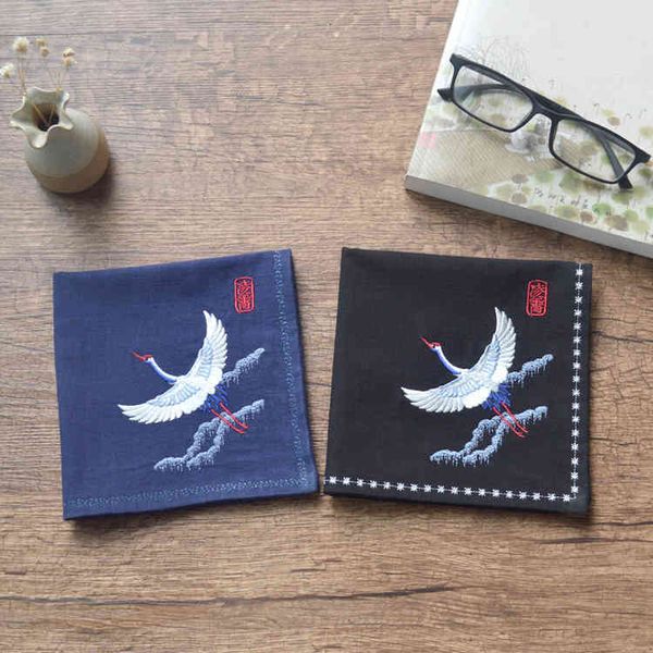 men's crane embroidered flower ancient chinese wind embroidery nostalgic handkerchief tea towel small pocket square, Blue;white
men's crane embroidered flower ancient chinese wind embroidery nostalgic handkerchief tea towel small pocket square, Blue;white