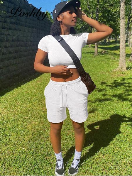 women's tracksuits poshby solid short sleeve crop t-shirts+bandage pockets straight leg shorts two piece set summer women casual sport, Gray
women's tracksuits poshby solid short sleeve crop t-shirts+bandage pockets straight leg shorts two piece set summer women casual sport, Gray