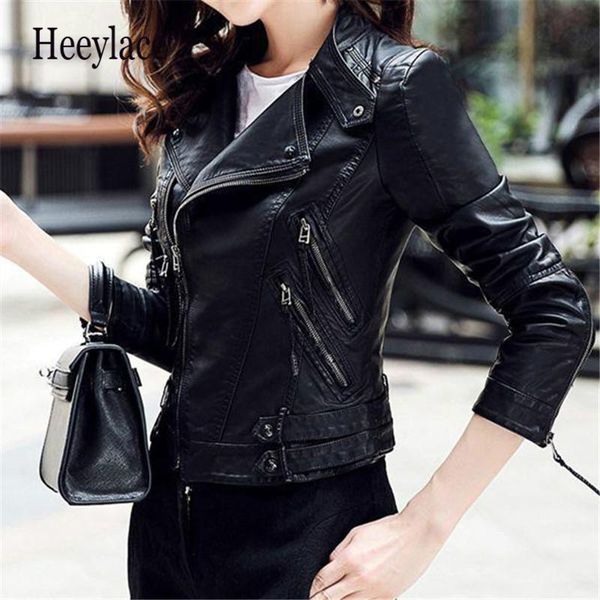 women's leather & faux moto biker jacket women turn down collar zipper short coats spring autumn ladies pu outwear clothing, Black
women's leather & faux moto biker jacket women turn down collar zipper short coats spring autumn ladies pu outwear clothing, Black
