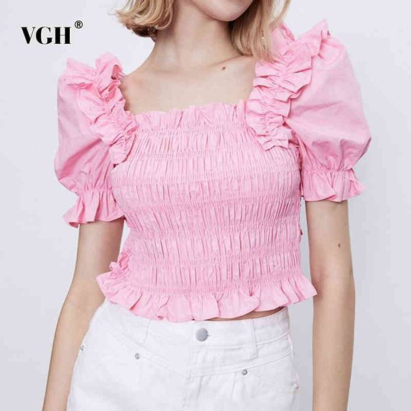 vgh sweet white shirts for women square collar puff short sleeve patchwork ruffle short slim blouses female summer clothing 210421
vgh sweet white shirts for women square collar puff short sleeve patchwork ruffle short slim blouses female summer clothing 210421
