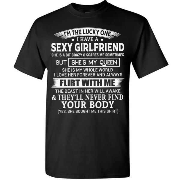i'm a lucky boyfriend t-shirt from a girlfriend funny i love her tee gifts, White;black
i'm a lucky boyfriend t-shirt from a girlfriend funny i love her tee gifts, White;black
