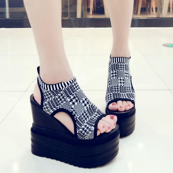 casual sandals female 2021 summer fashion wild wedge heel platform high tide fish mouth knit women's shoes, Black
casual sandals female 2021 summer fashion wild wedge heel platform high tide fish mouth knit women's shoes, Black