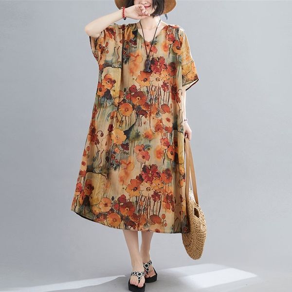 oversized women loose casual dresses new summer y style vintage v-neck floral print female holiday long dress s3772 210412, Black;gray
oversized women loose casual dresses new summer y style vintage v-neck floral print female holiday long dress s3772 210412, Black;gray