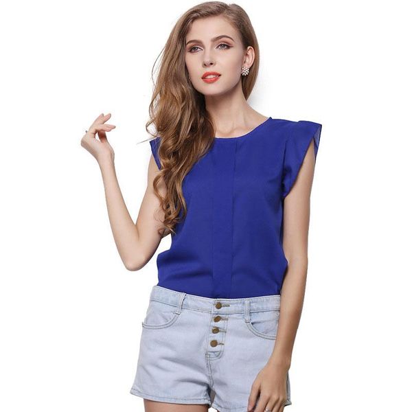 chiffon multicolor round neck solid blouse women summer sleeveless back button causal holiday and blouses women's & shirts, White
chiffon multicolor round neck solid blouse women summer sleeveless back button causal holiday and blouses women's & shirts, White