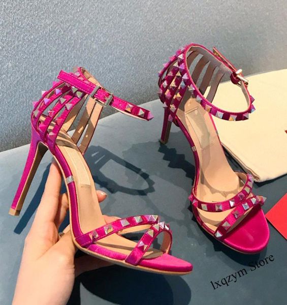 brand design thin high heel women sandal rivets decor real silk sandals buckle strap party shoes super stilettos heels dress, Black
brand design thin high heel women sandal rivets decor real silk sandals buckle strap party shoes super stilettos heels dress, Black