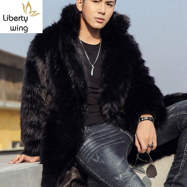 men's fur & faux european long coat men thick warm winter overcoats punk stage show jacket business man casual coats plus size 4xl, Black 
men's fur & faux european long coat men thick warm winter overcoats punk stage show jacket business man casual coats plus size 4xl, Black
