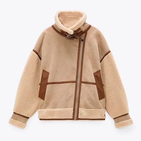 women's jackets winter women thick warm vintage patchwork suede lambswool biker coat chic loose faux leather outwear female overcoat, Black;brown
women's jackets winter women thick warm vintage patchwork suede lambswool biker coat chic loose faux leather outwear female overcoat, Black;brown