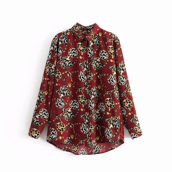 women's blouses & shirts women vintage chain print casual smock blouse long sleeve chic business blusas animal pattern femininas, White
women's blouses & shirts women vintage chain print casual smock blouse long sleeve chic business blusas animal pattern femininas, White