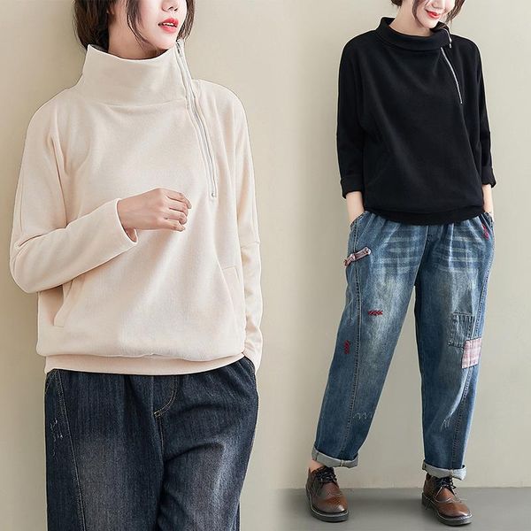 women's hoodies & sweatshirts warm clothes turtleneck simple pullover korean style sweatshirt fashion pullovers, Black
women's hoodies & sweatshirts warm clothes turtleneck simple pullover korean style sweatshirt fashion pullovers, Black