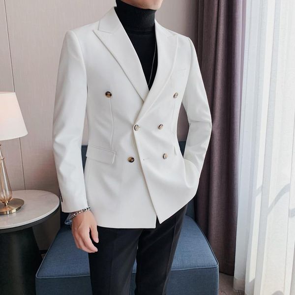 men's suits & blazers plus size 4xl-m simple solid double breasted blazer jacket men clothing slim fit business formal wear casual whit, White;black
men's suits & blazers plus size 4xl-m simple solid double breasted blazer jacket men clothing slim fit business formal wear casual whit, White;black