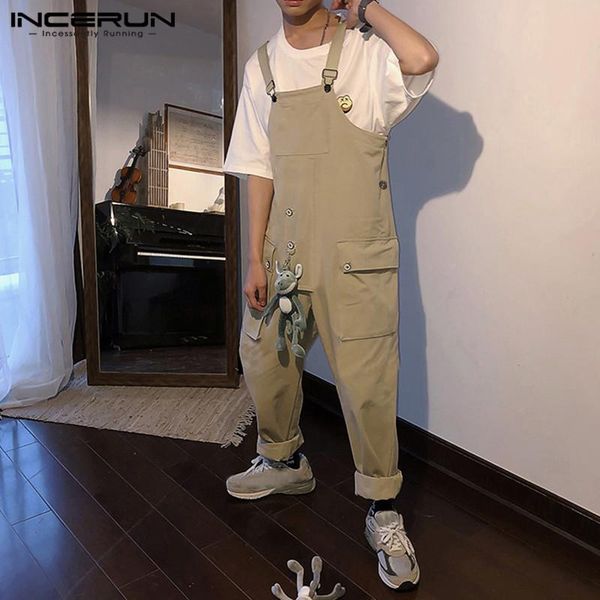 men's pants incerun fashion men jumpsuit streetwear solid color bib casual suspenders loose workout trousers overalls 2021 s-5xl, Black
men's pants incerun fashion men jumpsuit streetwear solid color bib casual suspenders loose workout trousers overalls 2021 s-5xl, Black