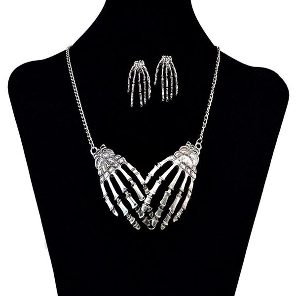earrings & necklace halloween cosplay women jewelry sets statement bone palm pendant punk choker drop set for party, Silver
earrings & necklace halloween cosplay women jewelry sets statement bone palm pendant punk choker drop set for party, Silver