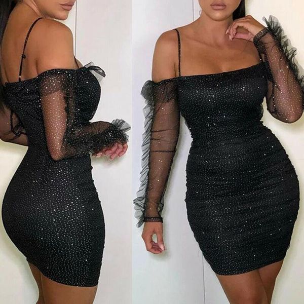 fashion women bodycon slim off shoulder long sleeve shiny sequins cocktail party mini dress casual dresses, Black;gray
fashion women bodycon slim off shoulder long sleeve shiny sequins cocktail party mini dress casual dresses, Black;gray