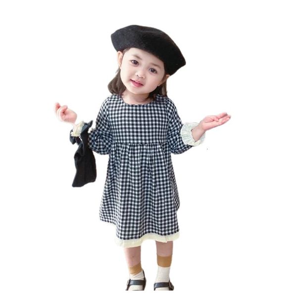 girl's dresses wholesale girls autumn clothes korean style fashion plaid long sleeve baby girl clothing e20025 9spw, Red;yellow