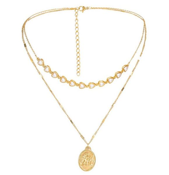 pendant necklaces 316l stainless steel round angel embossed simple fashion pearl love double necklace no fade, Silver
pendant necklaces 316l stainless steel round angel embossed simple fashion pearl love double necklace no fade, Silver