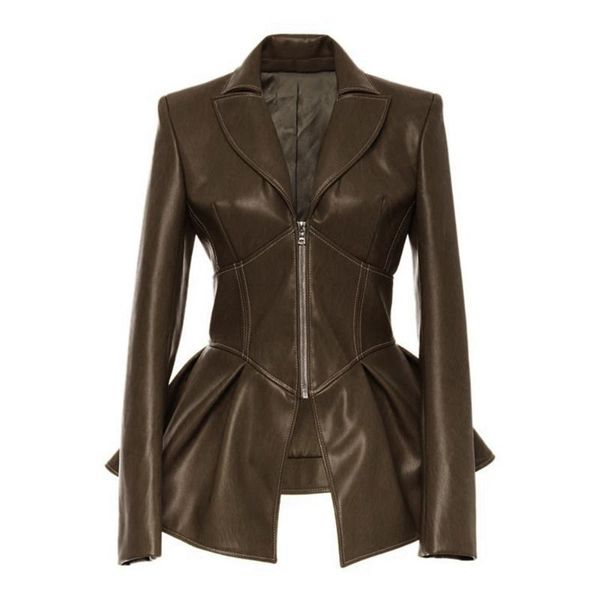 women's leather & faux women gothic punk motorcycle jacket solid plus size lapel pu coat slim outerwear, Black
women's leather & faux women gothic punk motorcycle jacket solid plus size lapel pu coat slim outerwear, Black