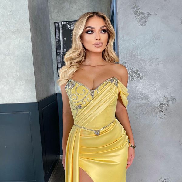 yellow beads prom formal dresses off the shoulder pleat evening side split women evening gowns abendkleider, Black
yellow beads prom formal dresses off the shoulder pleat evening side split women evening gowns abendkleider, Black