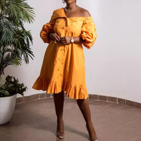 casual dresses dress women's 2021 fall african pure color strapless ruffle single-breasted fashion temperament 7 sleeves, Black;gray
casual dresses dress women's 2021 fall african pure color strapless ruffle single-breasted fashion temperament 7 sleeves, Black;gray