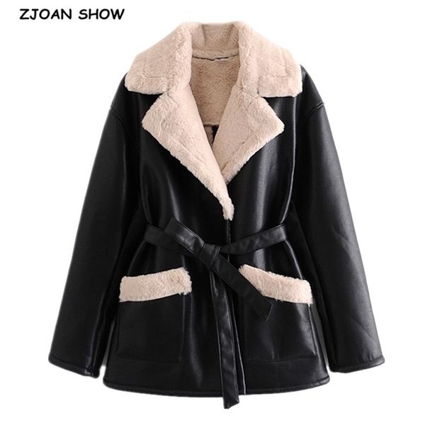 winter women furry lapel faux fur leather pu jacket tie bow sashes double pockets loose casual coat 210429, White
winter women furry lapel faux fur leather pu jacket tie bow sashes double pockets loose casual coat 210429, White