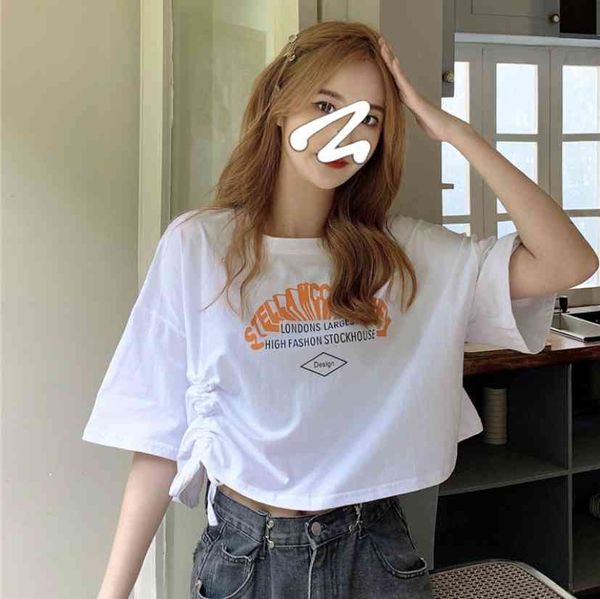 women's t-shirt korean women's summer short fashion short-sleeved t-shirt loose drawstring high waist white s29n
women's t-shirt korean women's summer short fashion short-sleeved t-shirt loose drawstring high waist white s29n