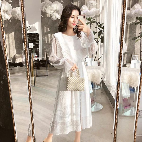 casual dresses autumn spring long mesh dress women 2021 with ruffles loose elegant flare sleeve o neck high waist a line, Black;gray
casual dresses autumn spring long mesh dress women 2021 with ruffles loose elegant flare sleeve o neck high waist a line, Black;gray