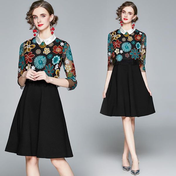 spring women luxury embroidery dress festa elegant party robe femme vintage floral designer a-line short vestidos casual dresse, Black;gray
spring women luxury embroidery dress festa elegant party robe femme vintage floral designer a-line short vestidos casual dresse, Black;gray