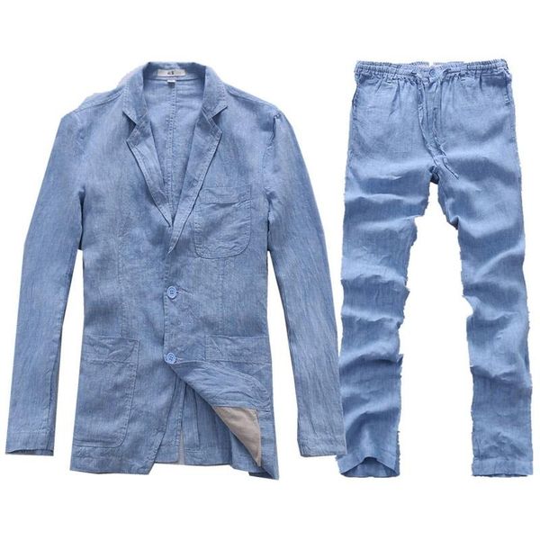 men's suits & blazers linen suit summer two piece cotton ultra thin casual spring and autumn wear, White;black
men's suits & blazers linen suit summer two piece cotton ultra thin casual spring and autumn wear, White;black