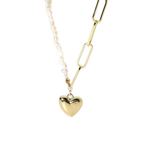 pendant necklaces fashion semi-ring chain semi-freshwater pearl necklace 14k gold-plated smooth heart-shaped female, Silver
pendant necklaces fashion semi-ring chain semi-freshwater pearl necklace 14k gold-plated smooth heart-shaped female, Silver