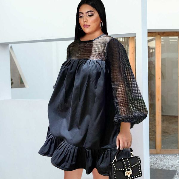 white dress plus size women see through long sleeve patchwork loose knee length ruffles office lady casual dresses dropshipping, Black
white dress plus size women see through long sleeve patchwork loose knee length ruffles office lady casual dresses dropshipping, Black