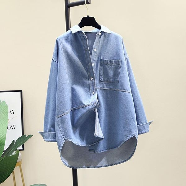 women's blouses & shirts superaen solid turn down collar denim shirt women fall 2021 loose pocket casual full jacket cardigan, White
women's blouses & shirts superaen solid turn down collar denim shirt women fall 2021 loose pocket casual full jacket cardigan, White