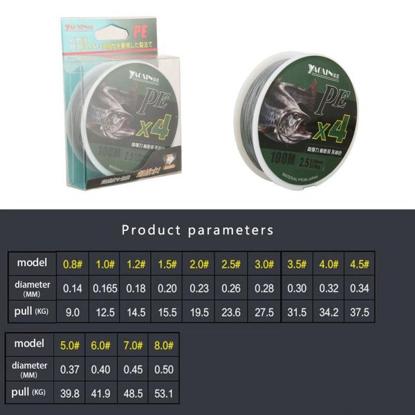 1pc 100m/109 yard fishing line 4 braided pe anti-bite anti-winding wear-resistant freshwater saltwater wire outdoor accessories braid
1pc 100m/109 yard fishing line 4 braided pe anti-bite anti-winding wear-resistant freshwater saltwater wire outdoor accessories braid
