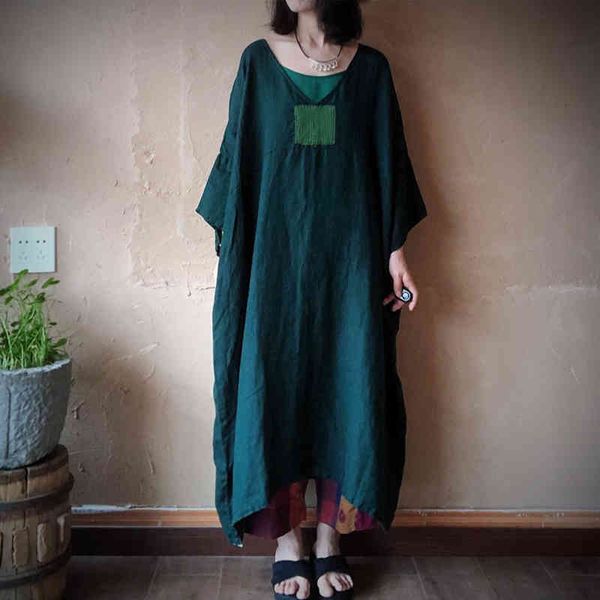 johnature summer loose casual patchwork dress o-neck linen wrist sleeve plus size women retro dark green dress 210521, Black;gray
johnature summer loose casual patchwork dress o-neck linen wrist sleeve plus size women retro dark green dress 210521, Black;gray
