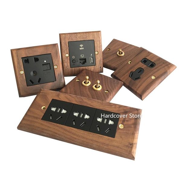 smart home control black walnut panel brass lever toggle switch solid wood wall light retro socket 86 type homestay
smart home control black walnut panel brass lever toggle switch solid wood wall light retro socket 86 type homestay