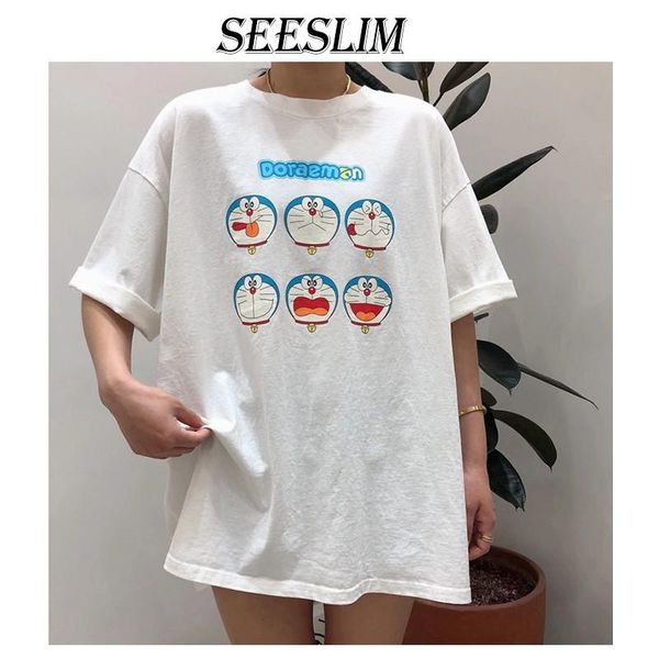 women's t-shirt seeslim 100% cottton doraemon print t-shirts women oversize korean summer t shirt loose kawaii cartoon white tee plus s
women's t-shirt seeslim 100% cottton doraemon print t-shirts women oversize korean summer t shirt loose kawaii cartoon white tee plus s