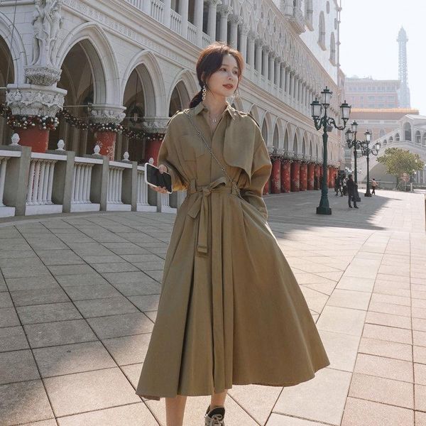 women's trench coats mi windbreaker lace-up tight waist spring autumn clothing 2021 long sleeve fashion casual dress f06, Tan;black
women's trench coats mi windbreaker lace-up tight waist spring autumn clothing 2021 long sleeve fashion casual dress f06, Tan;black