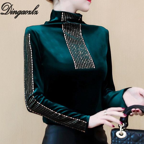 women's blouses & shirts dingaozlz autumn winter high collar casual women diamond long sleeve blouse female slim plus size gold velvet, White
women's blouses & shirts dingaozlz autumn winter high collar casual women diamond long sleeve blouse female slim plus size gold velvet, White