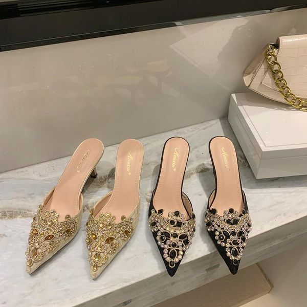 slippers women designer slipper slides ladies mules shoes low heel pointed toe pearl sandals, Black
slippers women designer slipper slides ladies mules shoes low heel pointed toe pearl sandals, Black