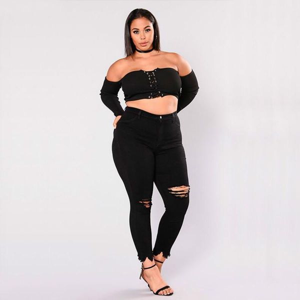 women's jeans plus size women pattern high waist female woman 2021 elastic ripped hole black cowboy pencil pants p515, Blue
women's jeans plus size women pattern high waist female woman 2021 elastic ripped hole black cowboy pencil pants p515, Blue