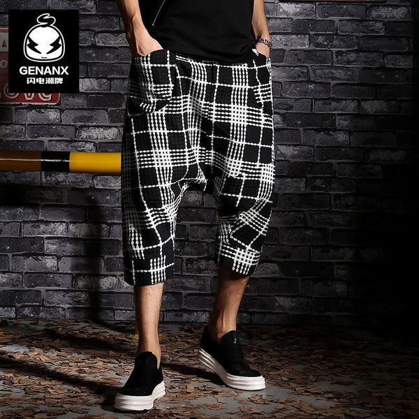 men's clothing hair stylist gd fashion summer fresh lattices baggy pants casual harem singer costumes, Black
men's clothing hair stylist gd fashion summer fresh lattices baggy pants casual harem singer costumes, Black