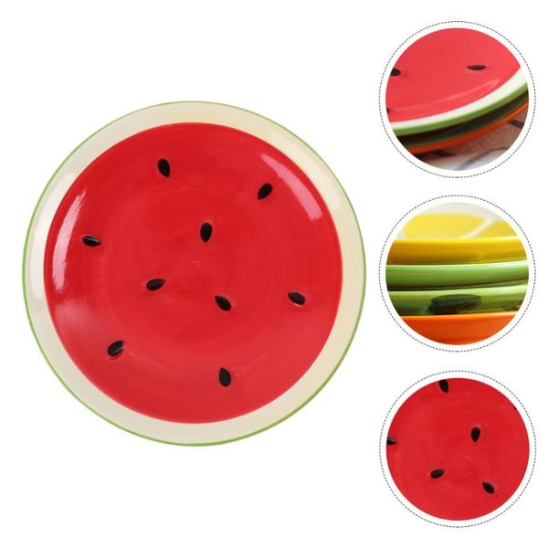 dishes & plates 1pc decorative plate round fruit for home (green)