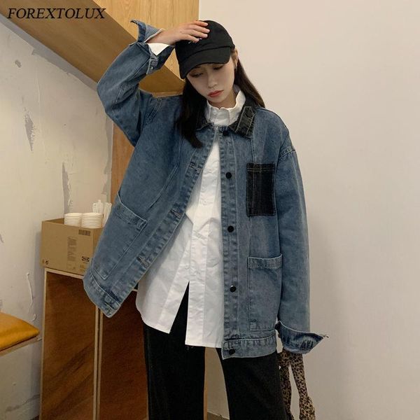 women's jackets patchwork denim women jeans harajuku loose coats pockets contrast color lapel female washed overcoat streetwear, Black;brown
women's jackets patchwork denim women jeans harajuku loose coats pockets contrast color lapel female washed overcoat streetwear, Black;brown