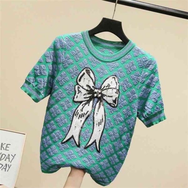 spring and summer arrival handmade sequins beading bow sweater women short sleeve knitted pullover ins modis 210805, White;black
spring and summer arrival handmade sequins beading bow sweater women short sleeve knitted pullover ins modis 210805, White;black