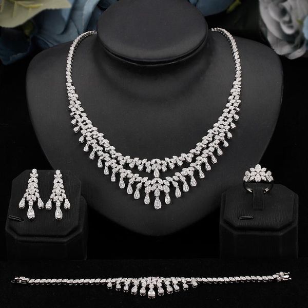 earrings & necklace full jewelry cz zirconia luxury earring for dubai nigeria women bridal weddings engagement 4pcs set, Silver
earrings & necklace full jewelry cz zirconia luxury earring for dubai nigeria women bridal weddings engagement 4pcs set, Silver