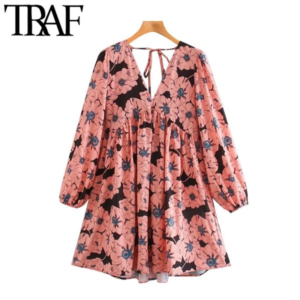 women chic fashion floral print pleated mini dress vintage puff sleeve backless elastic female dresses mujer 210507, Black;gray
women chic fashion floral print pleated mini dress vintage puff sleeve backless elastic female dresses mujer 210507, Black;gray