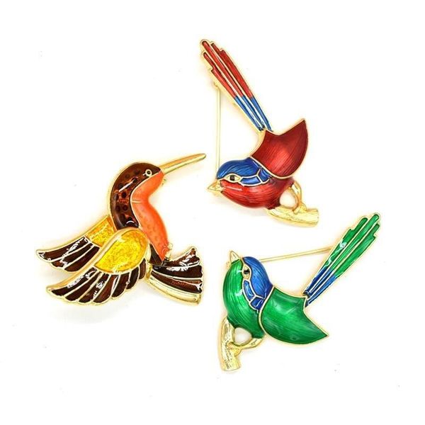 

hair clips & barrettes qingdao antique oil dripping enamel bird gold-plated men's and women's brooch clothing accessories, Golden;silver