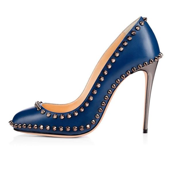 dress shoes high heels lady fashion rivet round toe single shallow thin heel sheepskin brand women zapatos mujer, Black
dress shoes high heels lady fashion rivet round toe single shallow thin heel sheepskin brand women zapatos mujer, Black