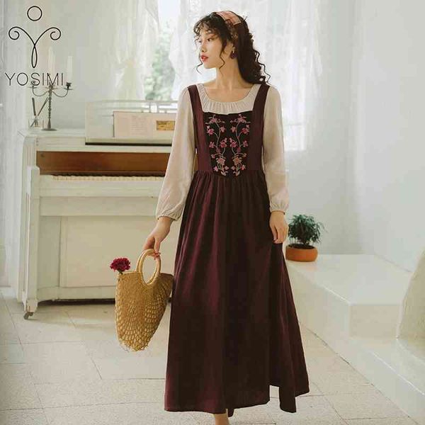 yosimi spring summer maxi floral embroidery cotton women dress o-neck prairie chic full sleeve ankle-length long dresses 210604, Black;gray
yosimi spring summer maxi floral embroidery cotton women dress o-neck prairie chic full sleeve ankle-length long dresses 210604, Black;gray