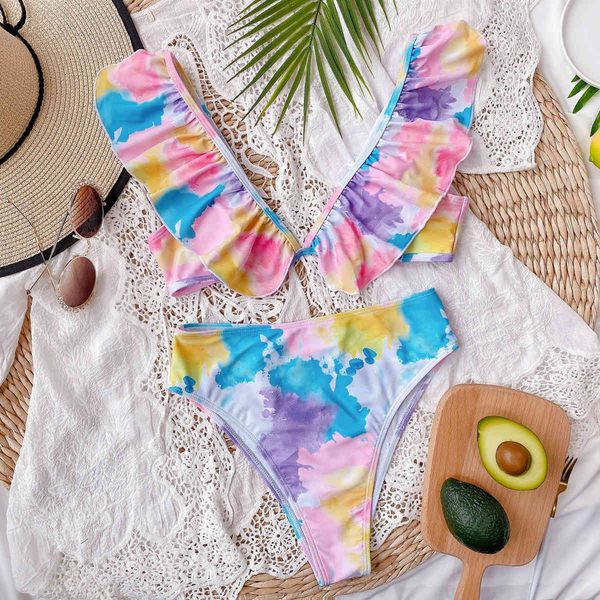 women ruffle bikini set tie dye swimwear high waist bathing suit bikinis summer beachwear female swimsuit biquiniby air
women ruffle bikini set tie dye swimwear high waist bathing suit bikinis summer beachwear female swimsuit biquiniby air