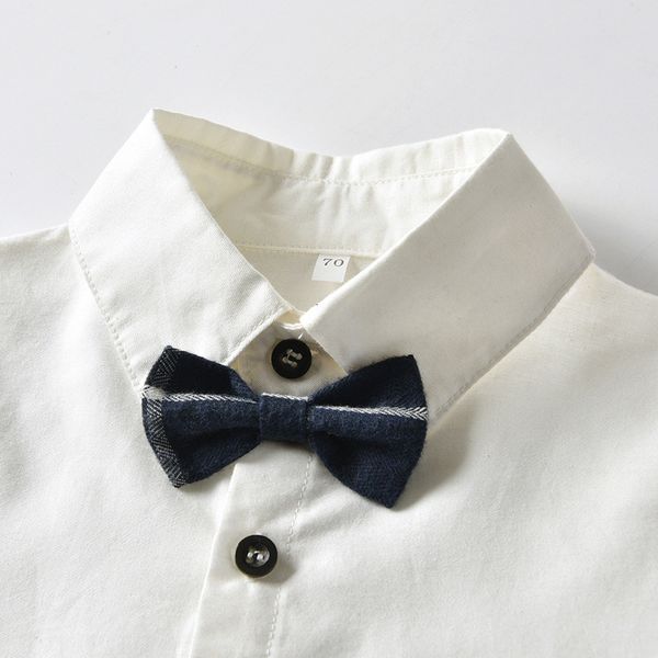 boys' summer short sleeve bow tie shirt plaid strap shorts two piece children's wear, Blue
boys' summer short sleeve bow tie shirt plaid strap shorts two piece children's wear, Blue